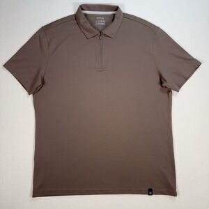 Boggi Milano Zip Polo Men's L Mocha Brown Stretch S.Cafe Technology